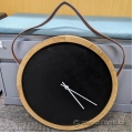 Beaver Canoe Roots Black Wood Clock w/ Leather Strap