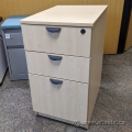 Blonde 3 Drawer Rolling Pedestal File Cabinet w/ Black Handles