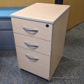 Blonde 3 Drawer Rolling Pedestal File Cabinet w/ Silver Handles