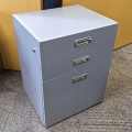 Grey Wood 3 Drawer Legal Pedestal File Cabinet w/ Side Lock