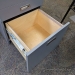 Grey Wood 3 Drawer Legal Pedestal File Cabinet w/ Side Lock