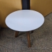 White Round Side End Table with Wood 3 Post Legs