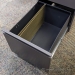 Grey 2 Drawer Rolling Pedestal Cabinet w/ Brown Cushion Top