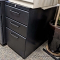 Black Under Desk Pedestal Letter File Cabinet, 28" Deep