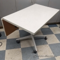 Height Adjustable Rolling Office Table w/ Drop Leaf Surface