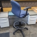 Herman Miller Blue Drafting Stool w/ Arms & Adjustable Foot Ring