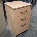 Blonde 3 Drawer Rolling Pedestal File Cabinet w/ Silver Handles