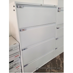 White ULine Metal 4 Drawer Lateral File Cabinet