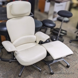 White Steelcase Leap WorkLounge Chair with Footstool