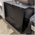 30" Teknion Black 2 Drawer Lateral File Cabinet, Locking