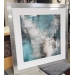 Blue and White Framed Abstract Art Print 30x60