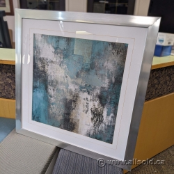 Blue and White Framed Abstract Art Print 30x60