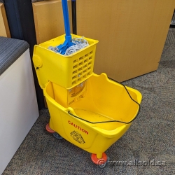 35 Qt Yellow Mop Bucket with Side Press Wringer and Mop