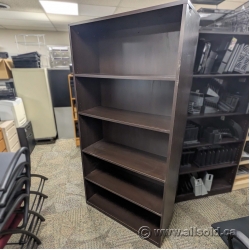 Espresso Bookshelf Bookcase w/ Adjustable Shelves