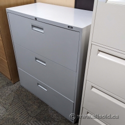 Prosource Grey 3 Drawer Lateral File Cabinet, Locking