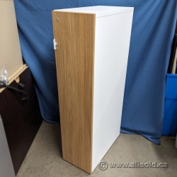 Teknion White & Medium Maple Narrow Wardrobe Tower Cabinet