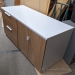 Teknion White & Medium Maple 2 Door/Drawer File Storage Cabinet