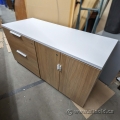Teknion White & Medium Maple 2 Door/Drawer File Storage Cabinet