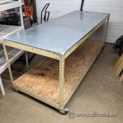 Rolling Steel Top Shipping Table Work Bench SS inc 96x36