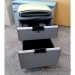 Grey 2 Drawer Rolling Pedestal File Cabinet w/ Green Cushion