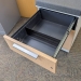 Blonde and White Pedestal File Cabinet w/ Grey Cushion Top