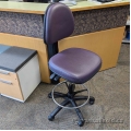 Purple and Black Rolling Tall Work Lab Stool w/o Arms