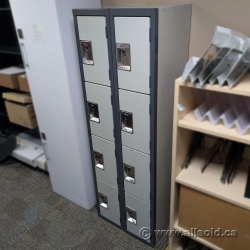 Grey Bank of 8 Doors, Four Tier Storage Locker