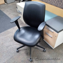 Black Leather Office Task Chair w/ Height Adjustable Arms
