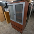 Autumn Maple 2 Door, 2 Drawer File & Storage Cabinet w/ Glass