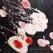 Red and White Splatter Over Blue Drip Wall Painting