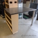 Tall Grey Workstation Desk w/ Blonde Shelving