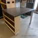Tall Grey Workstation Desk w/ Blonde Shelving