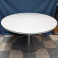 White Turnstone 48" Round Office Meeting Table w/ Grey Post Base