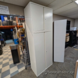 White 2 Door Storage Cabinet with Upper 2 Door Storage