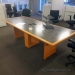 8' Boardroom Table, Sugar Maple w/ Grey Surface, Power Grommet