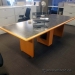 8' Boardroom Table, Sugar Maple w/ Grey Surface, Power Grommet