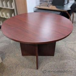 Heartwood Mahogany 42" Round Office Meeting Table w/ Cross Base