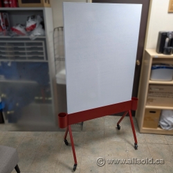 Knoll Scribe Rolling Double Sided Whiteboard w/ Red Frame 36x47