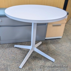 Knoll White 30" Round Office Meeting Table