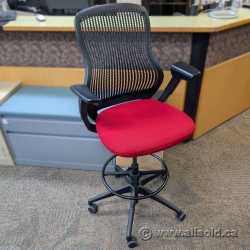 Knoll Red ReGeneration Adjustable Drafting Stool Office Chair