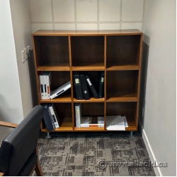 Teknion Solutions Solitaire Series Walnut 3x3 Cube Bookcase