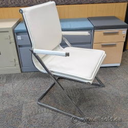 White Leather Guest Chair w/ Chrome Frame