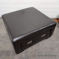 Leather Footrest Storage Ottoman w/ Drawer