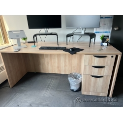 Blonde Straight Office Desk w/ Drawer Storage 71" x 30"
