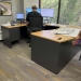 Grey & Blonde U/C Suite Bow Front Desk w/ Storage 102" x 72"
