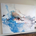 Blue on White Abstract Large Canvas Wall Art