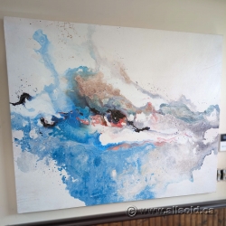 Blue on White Abstract Large Canvas Wall Art