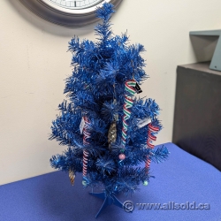 Blue Mini Christmas Tree w/ Ornaments, 2 Foot Tall