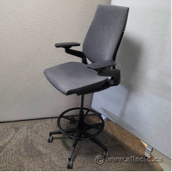 Grey Steelcase Gesture Drafting Stool Chair w/ Black Frame