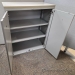 Teknion Silver 2 Door Storage Cabinet w/ Light Laminate Top
